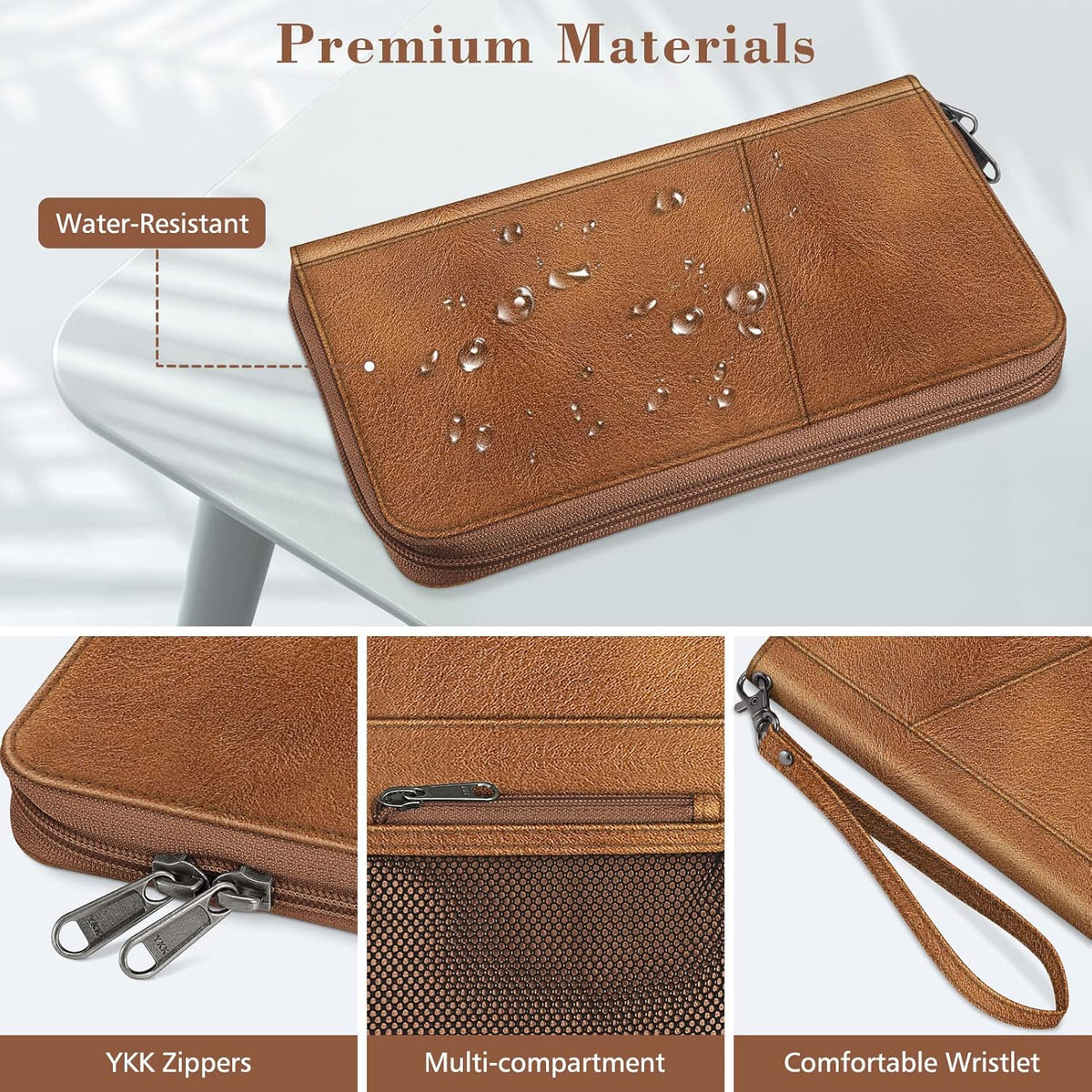 Family Passport Holder Wallet Travel Document Organizer Clutch Bag | RFID Blocking Credit Cards Case Cover for Women Men