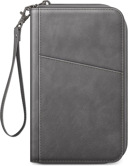 Family Passport Holder Wallet Travel Document Organizer Clutch Bag | RFID Blocking Credit Cards Case Cover for Women Men