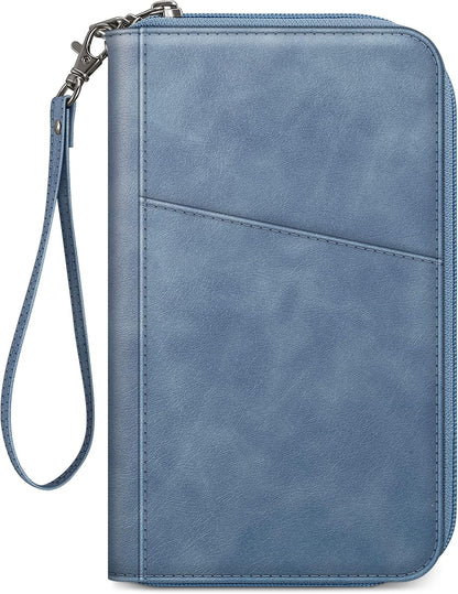 Family Passport Holder Wallet Travel Document Organizer Clutch Bag | RFID Blocking Credit Cards Case Cover for Women Men