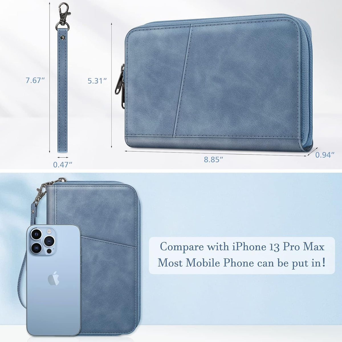 Family Passport Holder Wallet Travel Document Organizer Clutch Bag | RFID Blocking Credit Cards Case Cover for Women Men