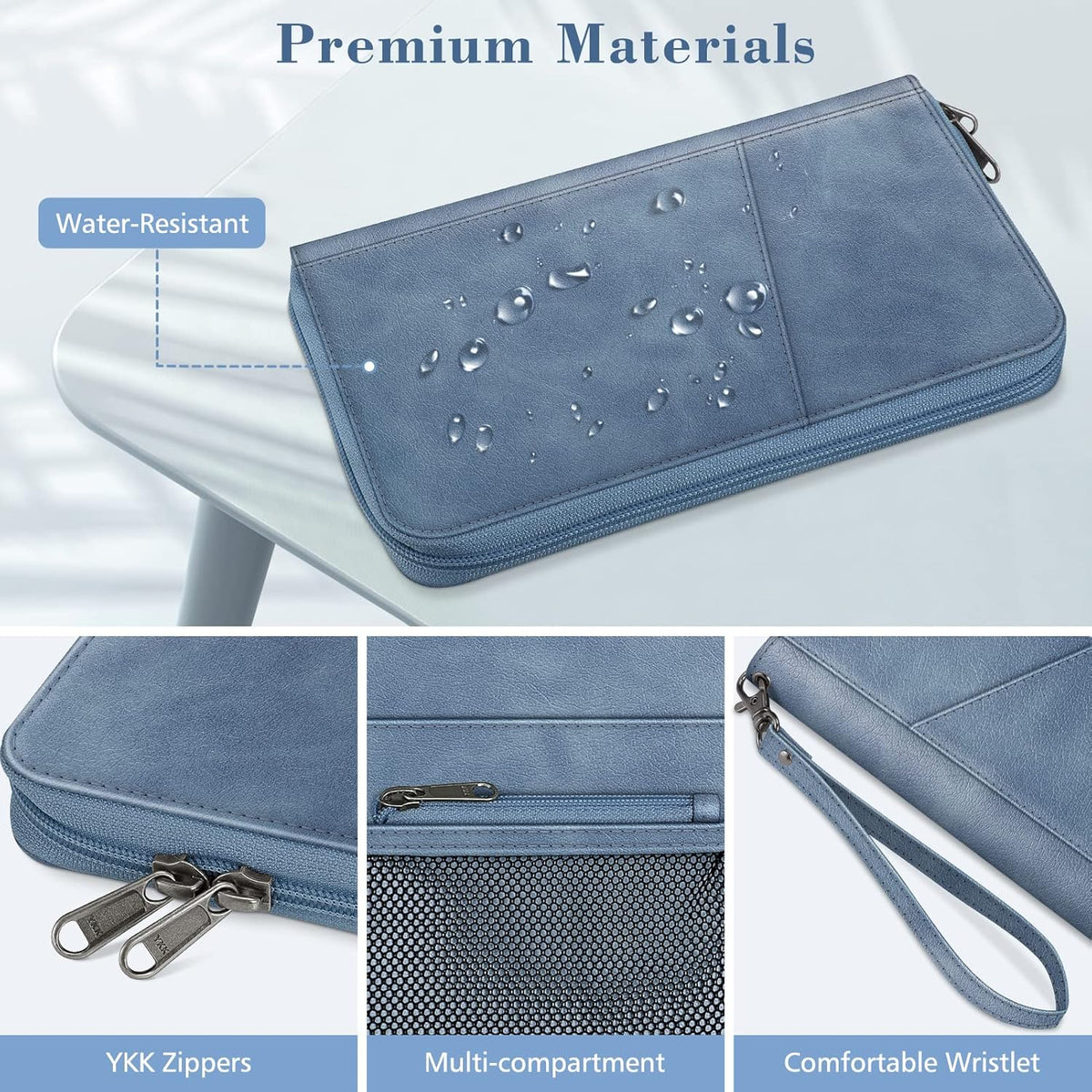 Family Passport Holder Wallet Travel Document Organizer Clutch Bag | RFID Blocking Credit Cards Case Cover for Women Men