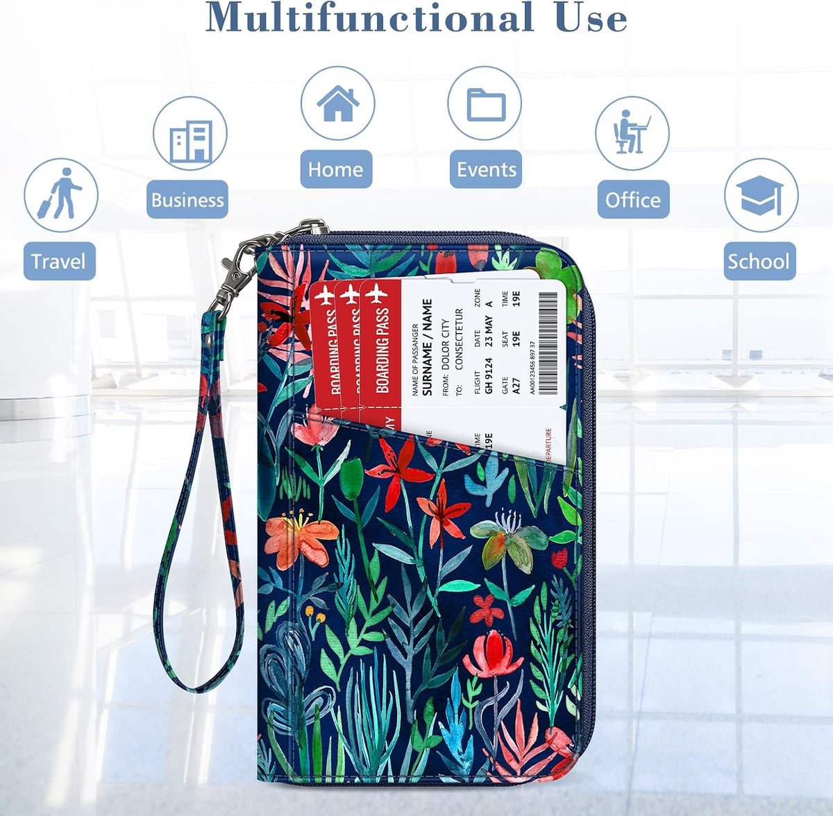 Family Passport Holder Wallet Travel Document Organizer Clutch Bag | RFID Blocking Credit Cards Case Cover for Women Men