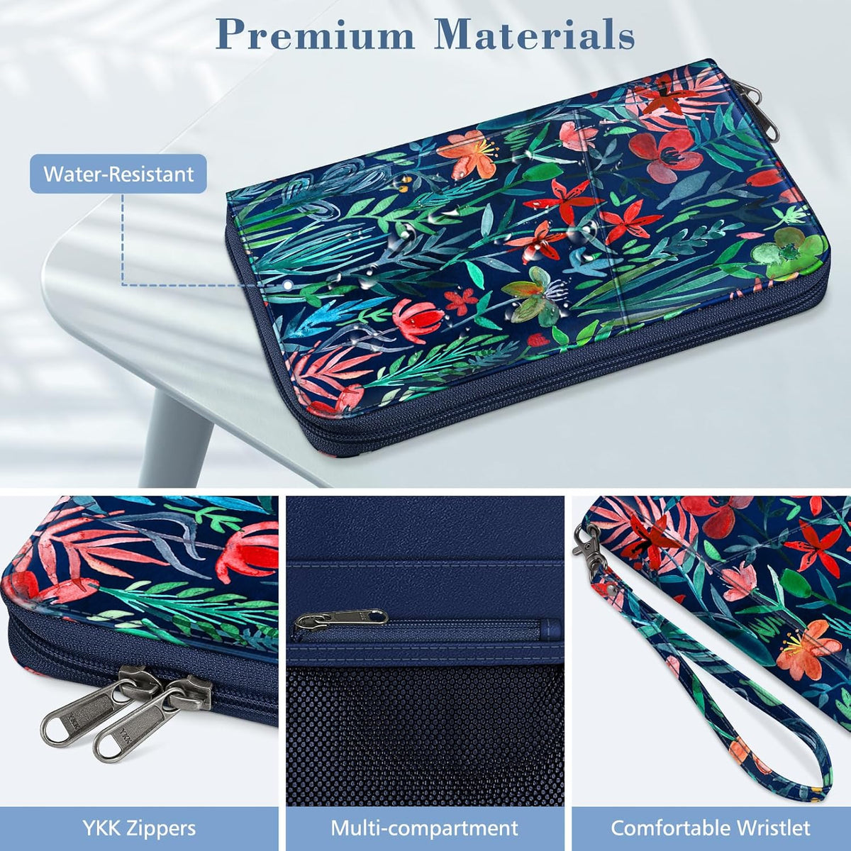 Family Passport Holder Wallet Travel Document Organizer Clutch Bag | RFID Blocking Credit Cards Case Cover for Women Men