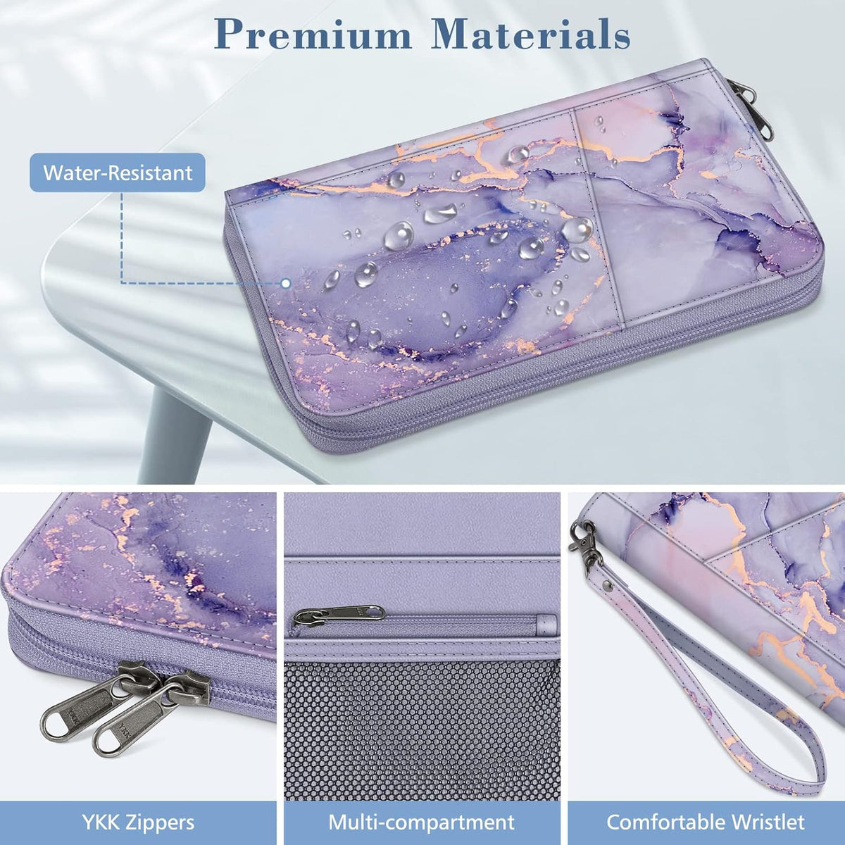 Family Passport Holder Wallet Travel Document Organizer Clutch Bag | RFID Blocking Credit Cards Case Cover for Women Men