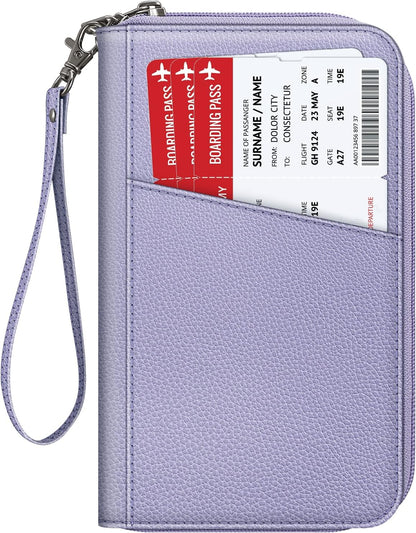 Family Passport Holder Wallet Travel Document Organizer Clutch Bag | RFID Blocking Credit Cards Case Cover for Women Men