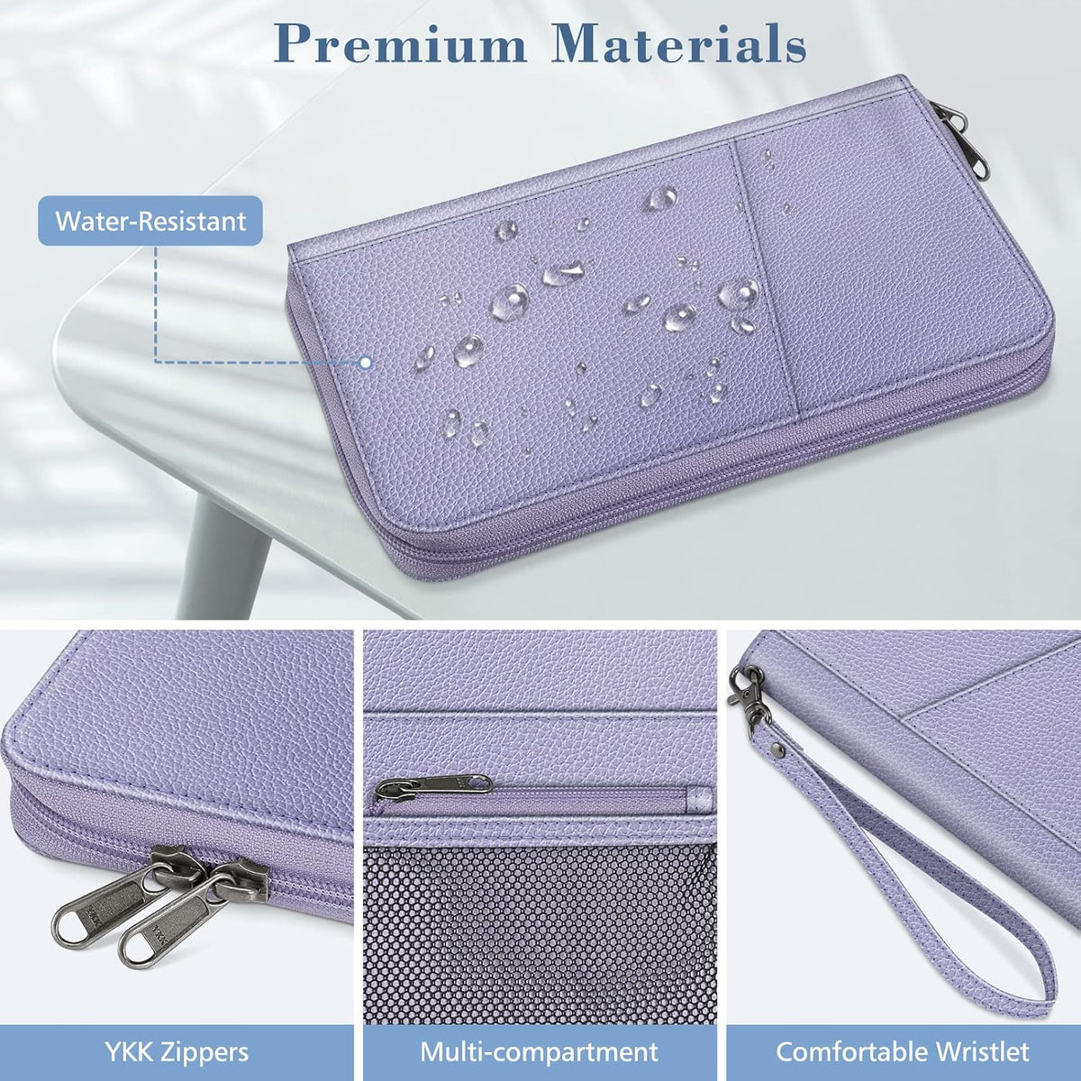 Family Passport Holder Wallet Travel Document Organizer Clutch Bag | RFID Blocking Credit Cards Case Cover for Women Men