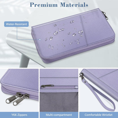 Family Passport Holder Wallet Travel Document Organizer Clutch Bag | RFID Blocking Credit Cards Case Cover for Women Men