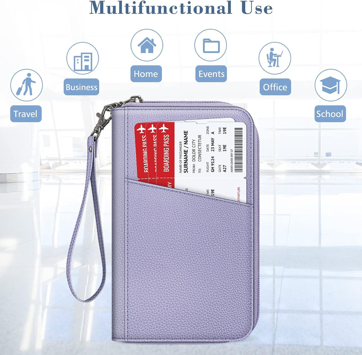 Family Passport Holder Wallet Travel Document Organizer Clutch Bag | RFID Blocking Credit Cards Case Cover for Women Men