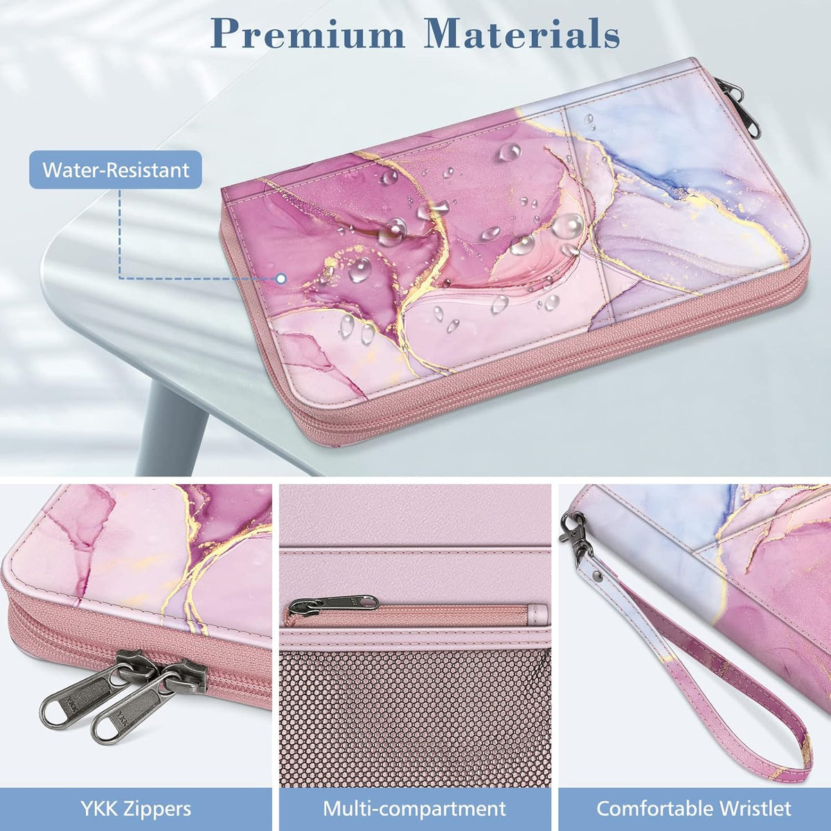 Family Passport Holder Wallet Travel Document Organizer Clutch Bag | RFID Blocking Credit Cards Case Cover for Women Men