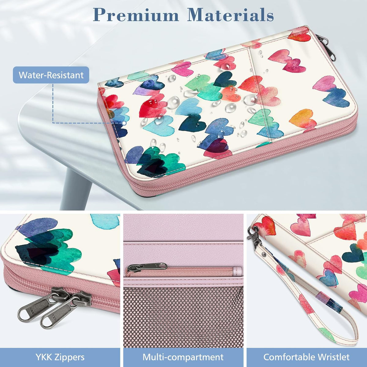 Family Passport Holder Wallet Travel Document Organizer Clutch Bag | RFID Blocking Credit Cards Case Cover for Women Men
