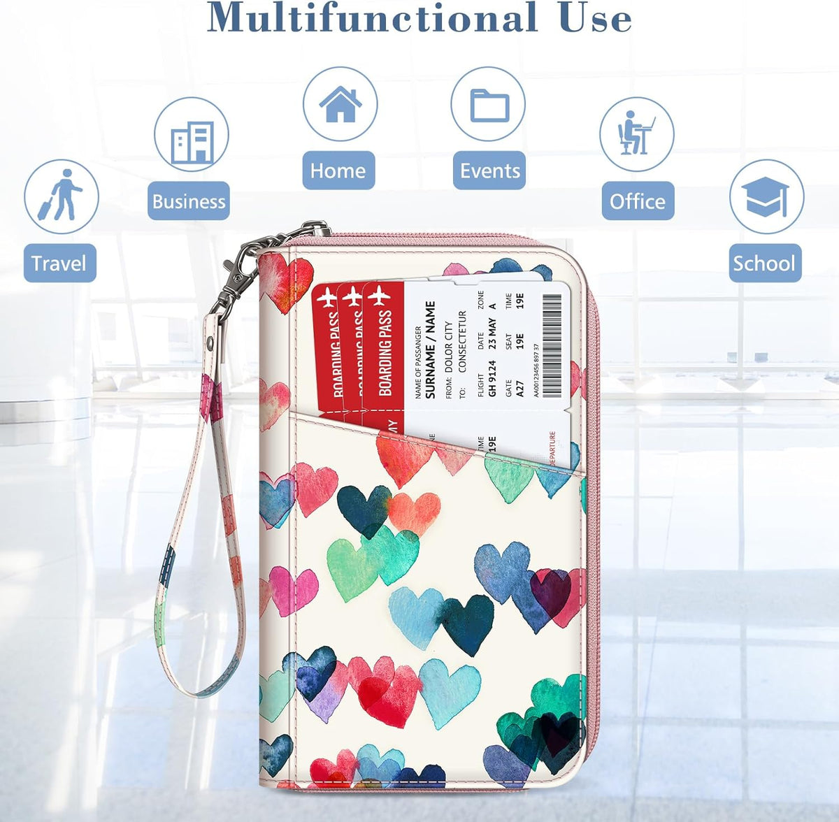 Family Passport Holder Wallet Travel Document Organizer Clutch Bag | RFID Blocking Credit Cards Case Cover for Women Men