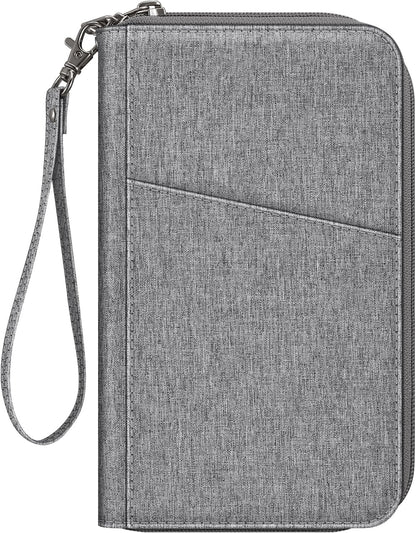 Family Passport Holder Wallet Travel Document Organizer Clutch Bag | RFID Blocking Credit Cards Case Cover for Women Men