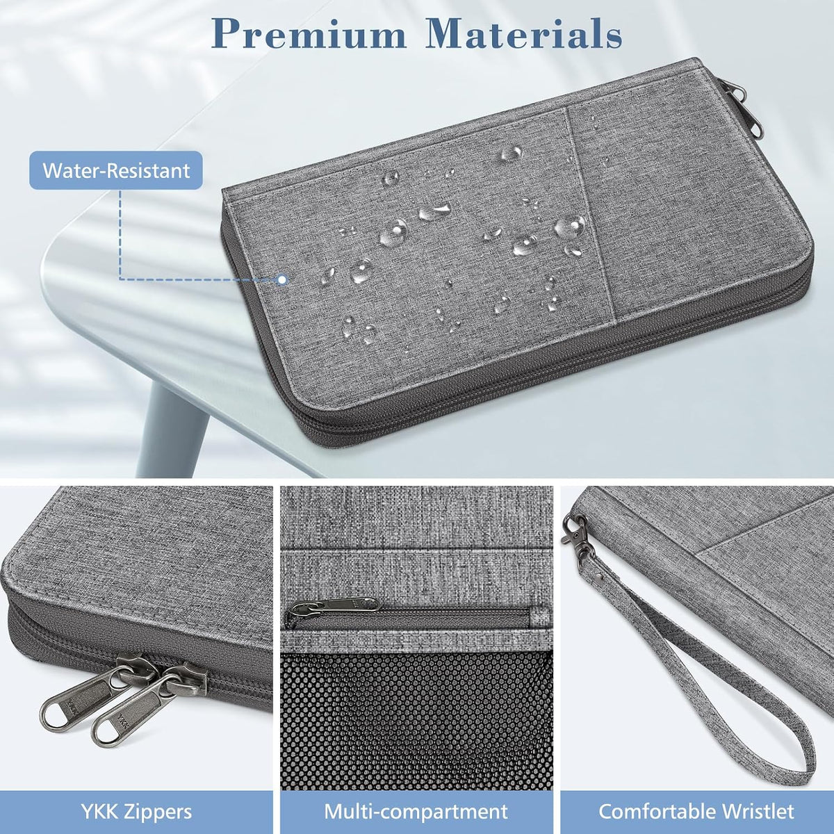 Family Passport Holder Wallet Travel Document Organizer Clutch Bag | RFID Blocking Credit Cards Case Cover for Women Men