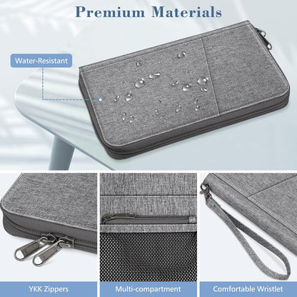 Family Passport Holder Wallet Travel Document Organizer Clutch Bag | RFID Blocking Credit Cards Case Cover for Women Men