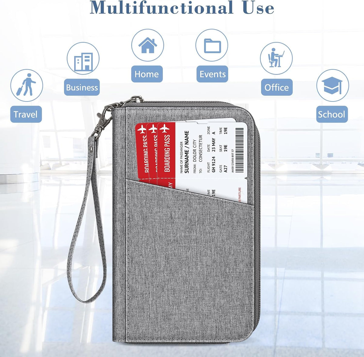 Family Passport Holder Wallet Travel Document Organizer Clutch Bag | RFID Blocking Credit Cards Case Cover for Women Men
