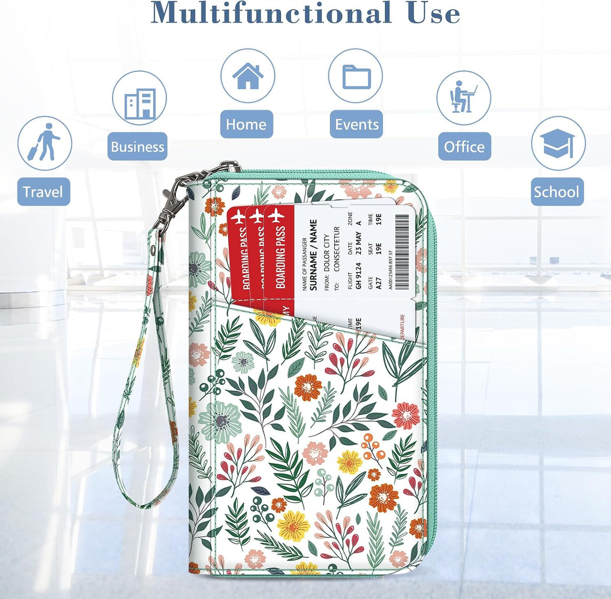 Family Passport Holder Wallet Travel Document Organizer Clutch Bag | RFID Blocking Credit Cards Case Cover for Women Men