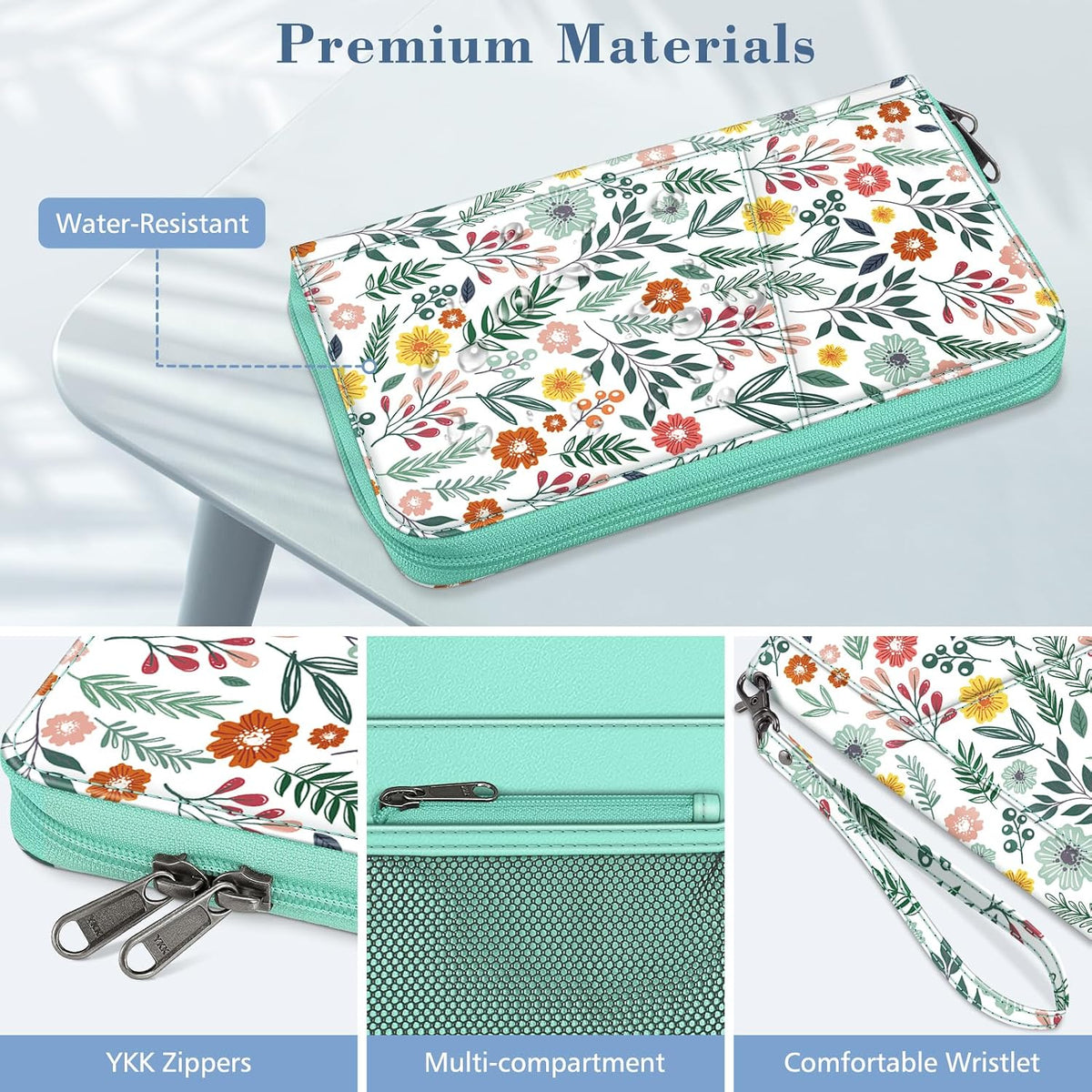 Family Passport Holder Wallet Travel Document Organizer Clutch Bag | RFID Blocking Credit Cards Case Cover for Women Men