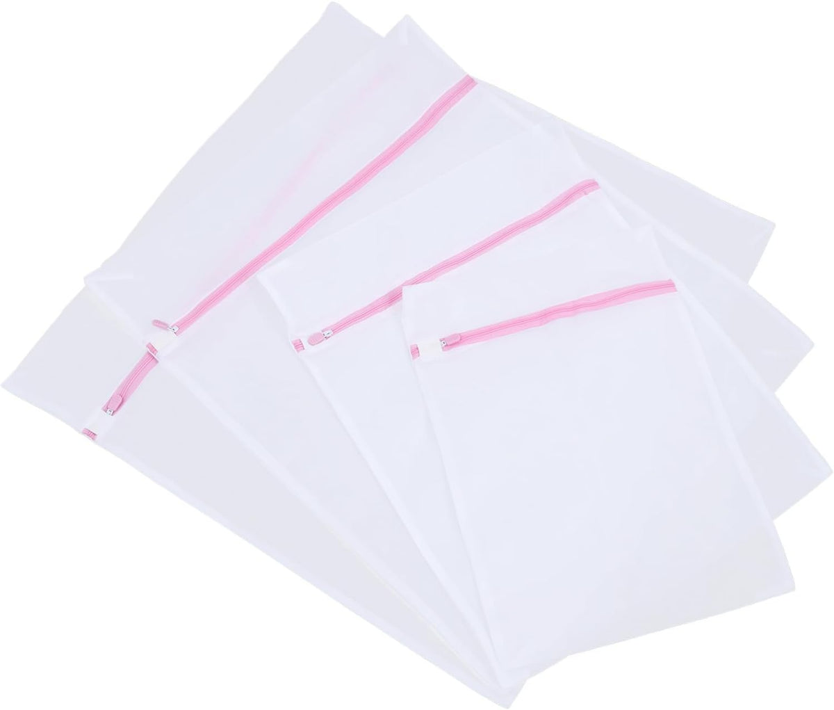 4pcs Fine Mesh Laundry Bags for Washing Bras and Delicates, Reusable Nylon Washer Laundry Pouches with Zipper Closure, Protective Underwear Organizers for Travel and Home