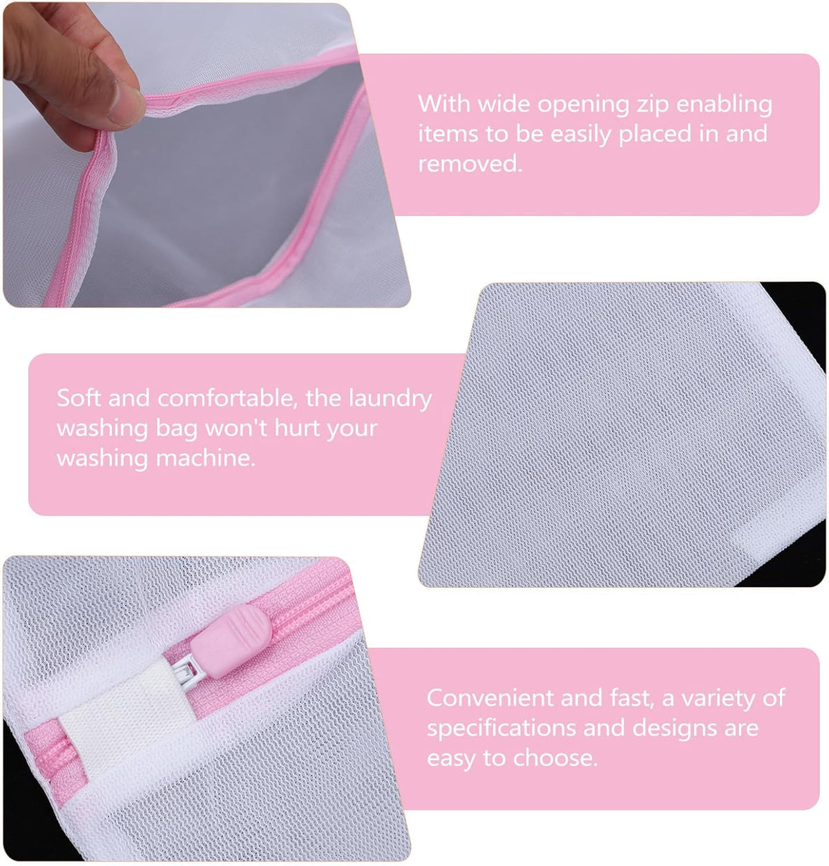 4pcs Fine Mesh Laundry Bags for Washing Bras and Delicates, Reusable Nylon Washer Laundry Pouches with Zipper Closure, Protective Underwear Organizers for Travel and Home