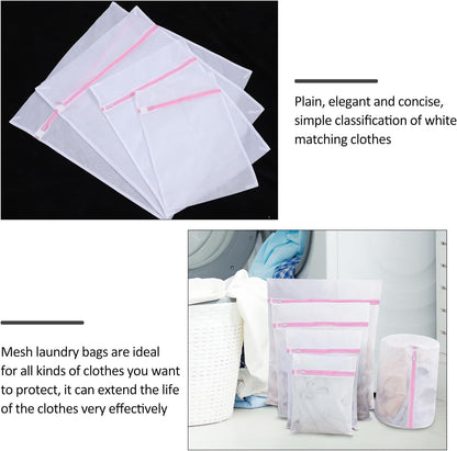 4pcs Fine Mesh Laundry Bags for Washing Bras and Delicates, Reusable Nylon Washer Laundry Pouches with Zipper Closure, Protective Underwear Organizers for Travel and Home