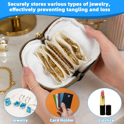 1 PCS Peacock Blue Travel Jewelry Case Organizer, Portable Travel Jewelry Organizer, Jewelry Pouch for Journey Rings Crystal Bracelet Organizer with Tassel Zipper