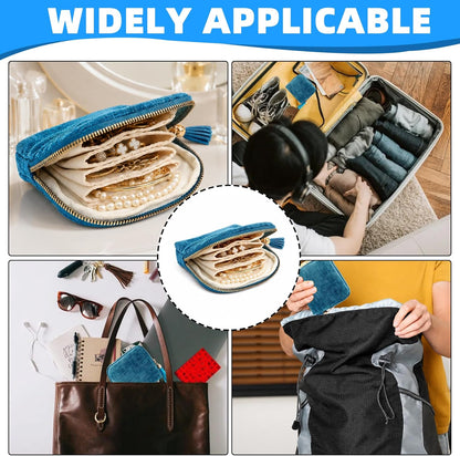 1 PCS Peacock Blue Travel Jewelry Case Organizer, Portable Travel Jewelry Organizer, Jewelry Pouch for Journey Rings Crystal Bracelet Organizer with Tassel Zipper