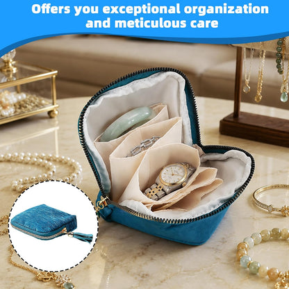 1 PCS Peacock Blue Travel Jewelry Case Organizer, Portable Travel Jewelry Organizer, Jewelry Pouch for Journey Rings Crystal Bracelet Organizer with Tassel Zipper