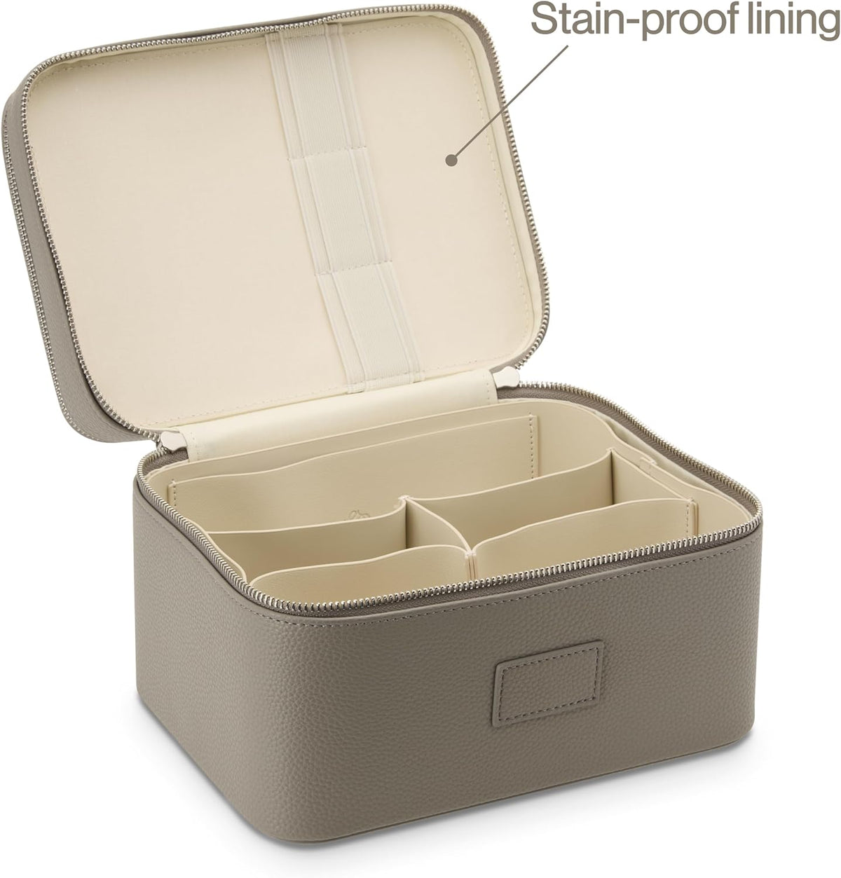 Duo Vanity Case Beige - Large Functional Travel Makeup Bag Organizer with Removable Divider & Mirror