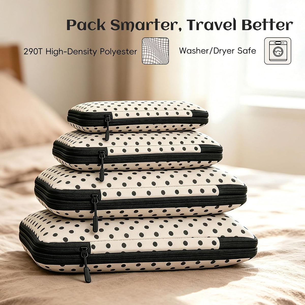 4 Set Compression Packing Cubes for Travel Essentials,Compressible Expandable Packing Cubes for Suitcase, Luggage Organizer Bags for Travel