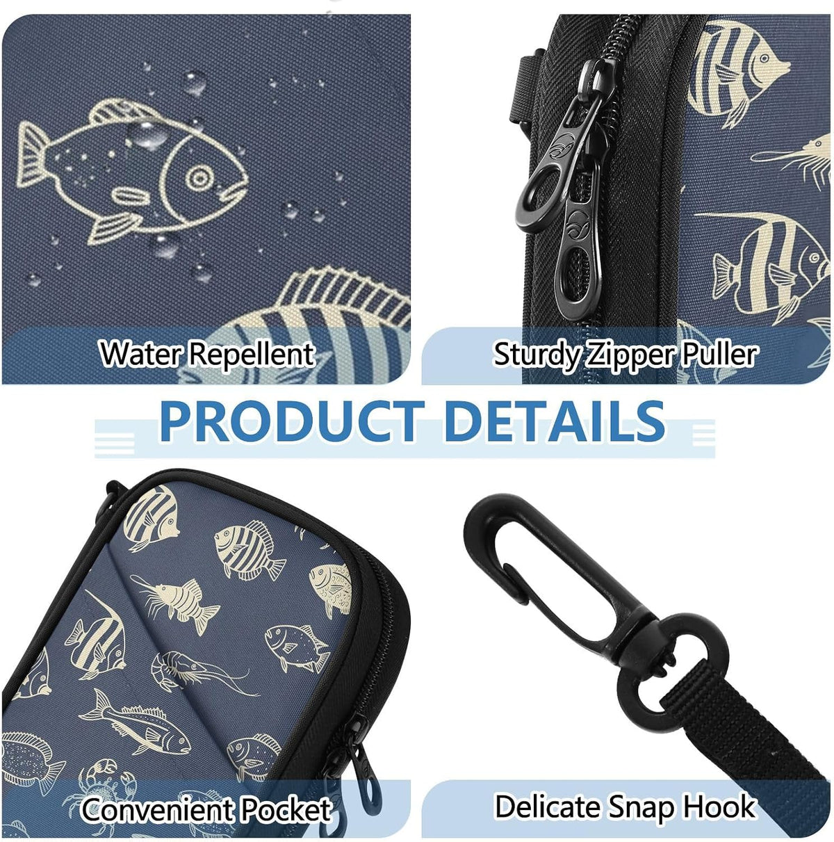 Fish Crab Family Passport Holder for Travel | Document Organizer with Detachable Strap Holds 5 Passports for Men Women, Portable Case for Vacation Trip