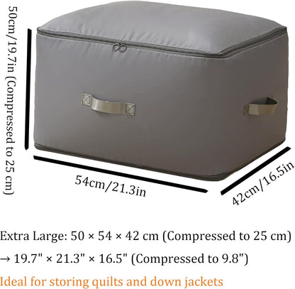 Wardrobe Storage Bags with Self-Compressing Zipper Design, Travel Packing Cubes, Space Saving Clothes Storage Bags for Suitcase, Wardrobe, Business Trip (Beige,Travel Pack of 4)