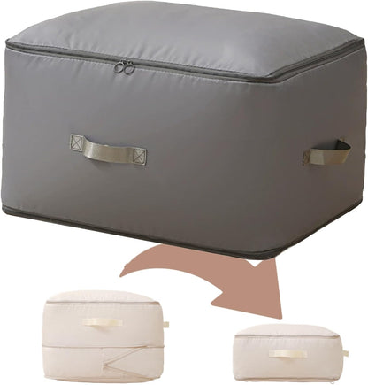Wardrobe Storage Bags with Self-Compressing Zipper Design, Travel Packing Cubes, Space Saving Clothes Storage Bags for Suitcase, Wardrobe, Business Trip (Beige,Travel Pack of 4)