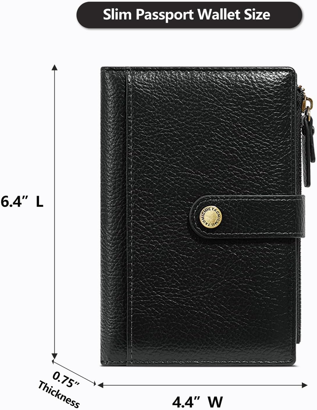 Slim RFID Blocking Passport Holder Wallet,PU Leather Travel Card Organizer,Lightweight Passport Case for Women Men (Black)