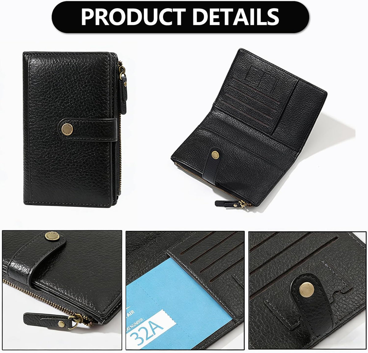 Slim RFID Blocking Passport Holder Wallet,PU Leather Travel Card Organizer,Lightweight Passport Case for Women Men (Black)