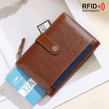Slim RFID Blocking Passport Holder Wallet,PU Leather Travel Card Organizer,Lightweight Passport Case for Women Men (Black)