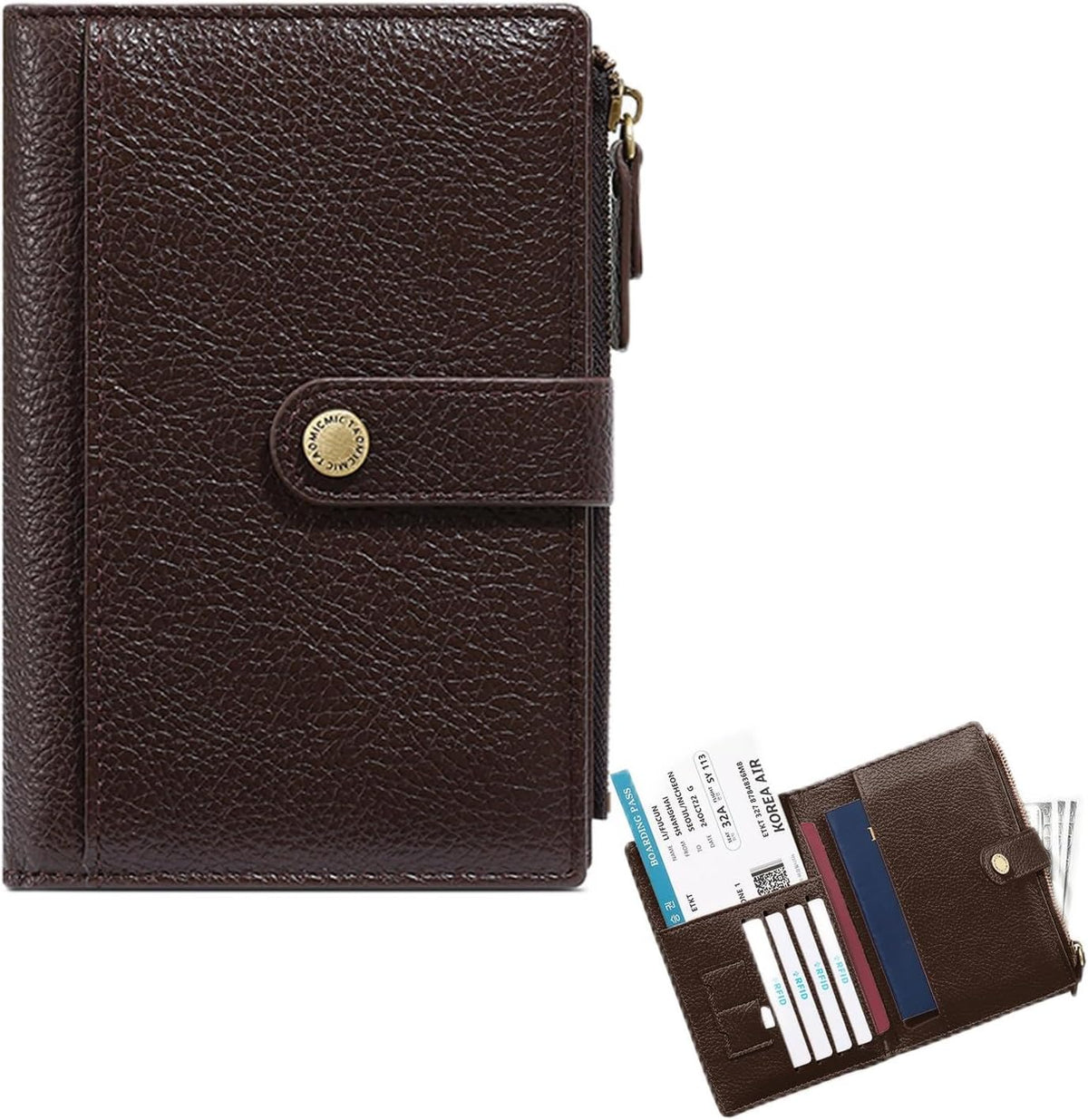 Slim RFID Blocking Passport Holder Wallet,PU Leather Travel Card Organizer,Lightweight Passport Case for Women Men (Black)