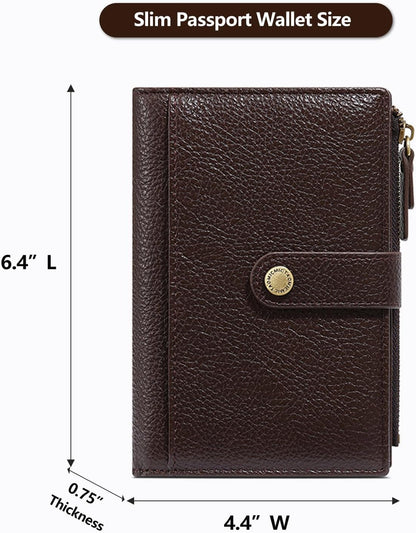 Slim RFID Blocking Passport Holder Wallet,PU Leather Travel Card Organizer,Lightweight Passport Case for Women Men (Black)