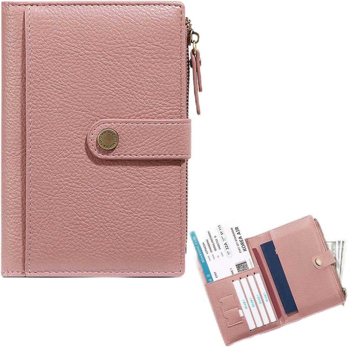 Slim RFID Blocking Passport Holder Wallet,PU Leather Travel Card Organizer,Lightweight Passport Case for Women Men (Black)