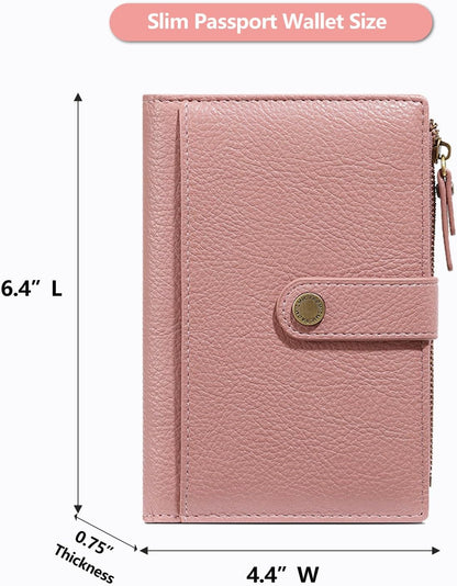 Slim RFID Blocking Passport Holder Wallet,PU Leather Travel Card Organizer,Lightweight Passport Case for Women Men (Black)
