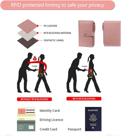 Slim RFID Blocking Passport Holder Wallet,PU Leather Travel Card Organizer,Lightweight Passport Case for Women Men (Black)