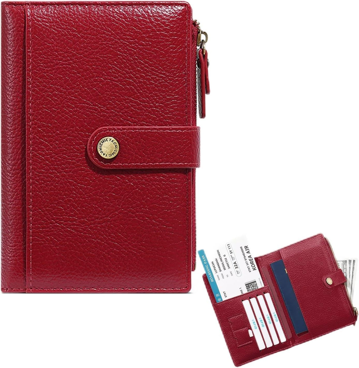 Slim RFID Blocking Passport Holder Wallet,PU Leather Travel Card Organizer,Lightweight Passport Case for Women Men (Black)