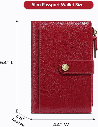 Slim RFID Blocking Passport Holder Wallet,PU Leather Travel Card Organizer,Lightweight Passport Case for Women Men (Black)