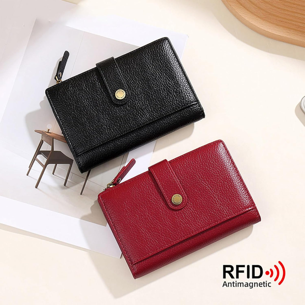 Slim RFID Blocking Passport Holder Wallet,PU Leather Travel Card Organizer,Lightweight Passport Case for Women Men (Black)