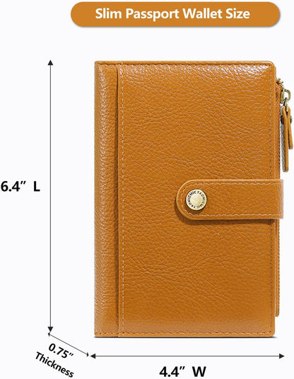 Slim RFID Blocking Passport Holder Wallet,PU Leather Travel Card Organizer,Lightweight Passport Case for Women Men (Black)