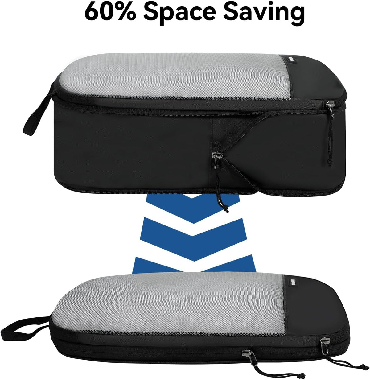 6 Set Compression Packing Cubes, Travel Accessories Expandable Packing Organizer Bags Set for Carry on Suitcase, Durable Luggage Packing Cubes for Travel Essentials, Black