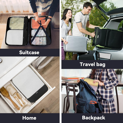 6 Set Compression Packing Cubes, Travel Accessories Expandable Packing Organizer Bags Set for Carry on Suitcase, Durable Luggage Packing Cubes for Travel Essentials, Black