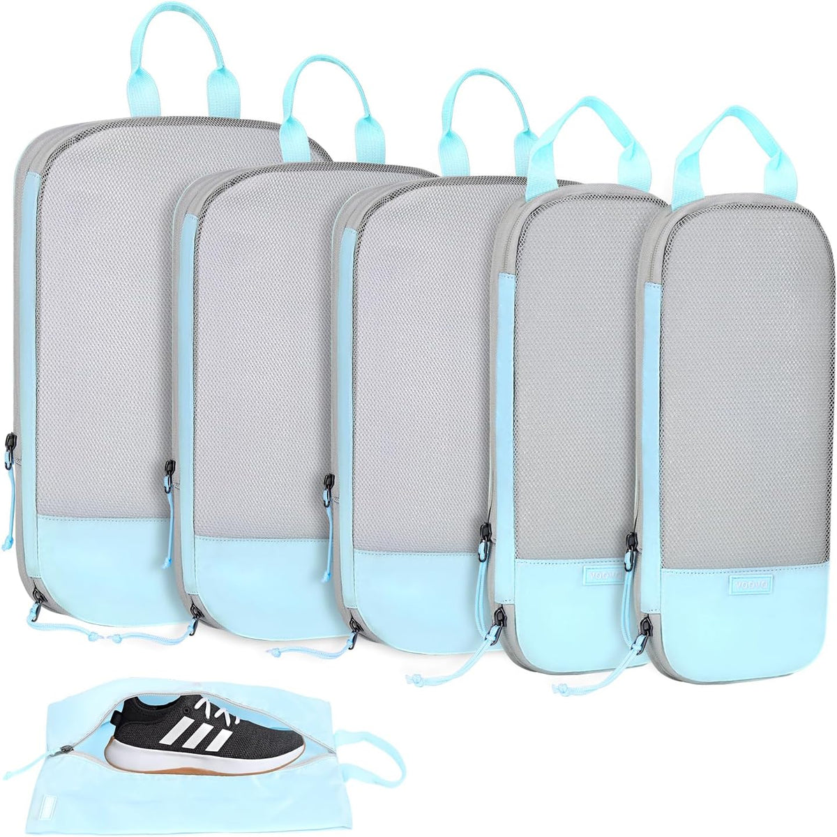 6 Set Compression Packing Cubes, Travel Accessories Expandable Packing Organizer Bags Set for Carry on Suitcase, Durable Luggage Packing Cubes for Travel Essentials, Black