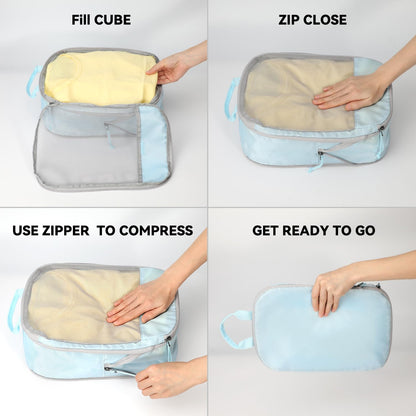 6 Set Compression Packing Cubes, Travel Accessories Expandable Packing Organizer Bags Set for Carry on Suitcase, Durable Luggage Packing Cubes for Travel Essentials, Black