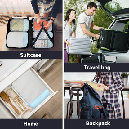 6 Set Compression Packing Cubes, Travel Accessories Expandable Packing Organizer Bags Set for Carry on Suitcase, Durable Luggage Packing Cubes for Travel Essentials, Black