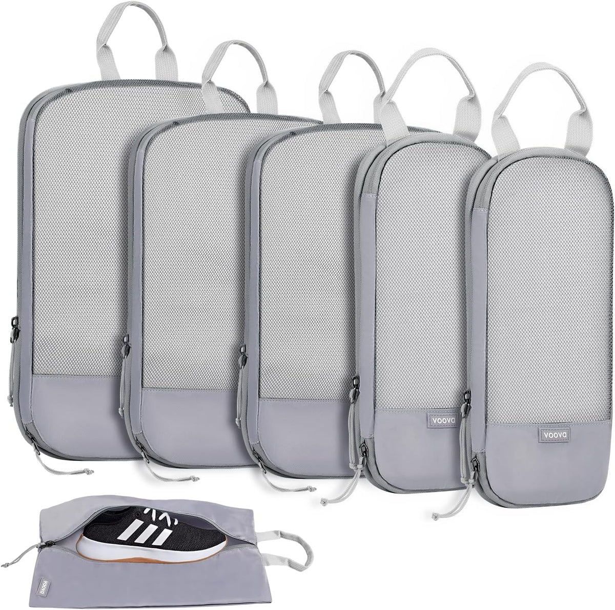 6 Set Compression Packing Cubes, Travel Accessories Expandable Packing Organizer Bags Set for Carry on Suitcase, Durable Luggage Packing Cubes for Travel Essentials, Black